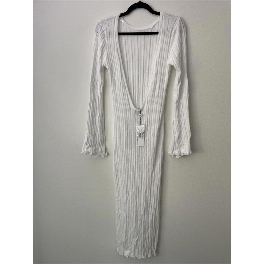 NWT SNDYS Baha Long Sleeve White Maxi Knit Dress Size M  Cover-up Revolve - Picture 6 of 10